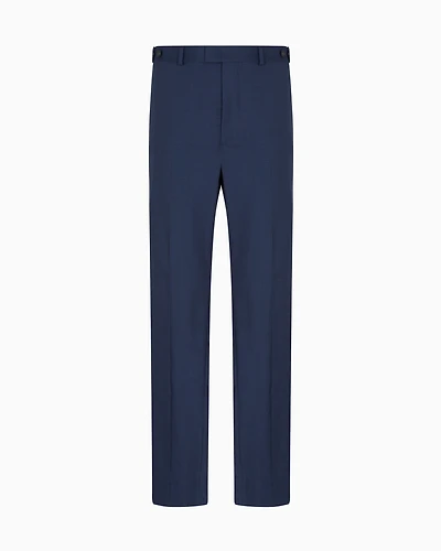 Emporio Armani - Icon tropical light wool canvas trousers, Man, Blue, Size: