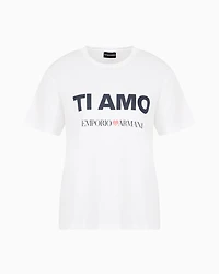 Emporio Armani - ASV jersey T-shirts with Ti amo print, Woman, White, Size: