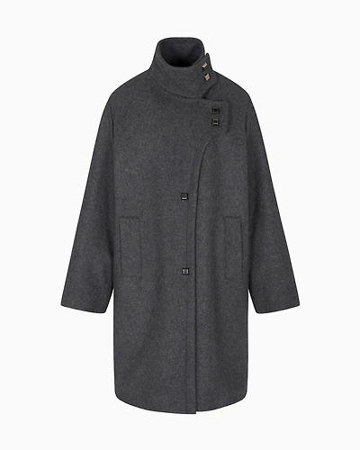Emporio Armani - Polygon capsule collection padded wool cloth coat, Woman, Grey, Size: