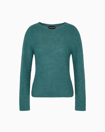 Emporio Armani - Alpaca wool-blend, crew-neck jumper, Woman, Green, Size: