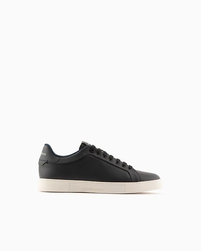Emporio Armani - Supple leather sneakers, Man, Navy Blue, Size: