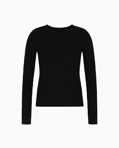 Emporio Armani - Check-effect knit front and back viscose jumper, Woman, Black, Size: