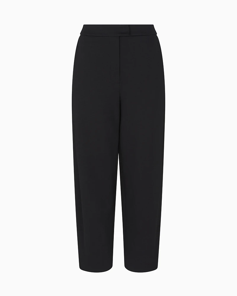 Emporio Armani - Stretch Milano-stitch fabric trousers with a pleat , Woman, Black, Size: