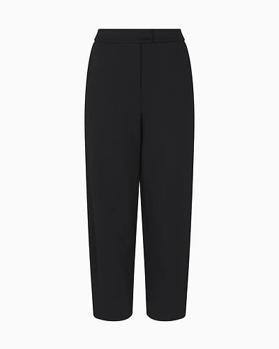 Emporio Armani - Stretch Milano-stitch fabric trousers with a pleat , Woman, Black, Size: