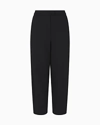 Emporio Armani - Stretch Milano-stitch fabric trousers with a pleat , Woman, Black, Size: