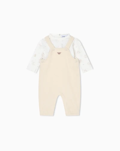 Emporio Armani - Funny winter bodysuit and dungaree set soft bear fabric, Unisex Junior, Beige, Size: