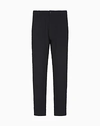 Emporio Armani - Pleated technical seersucker fabric trousers, Man, Black, Size: