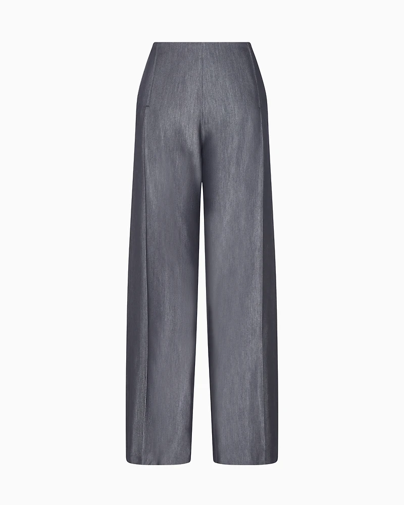 Emporio Armani - Polygon capsule collection yarn-dyed gabardine trousers, Woman, Black, Size: