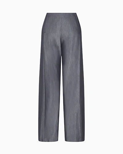 Emporio Armani - Polygon capsule collection yarn-dyed gabardine trousers, Woman, Black, Size: