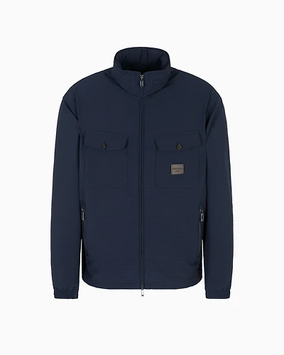 Emporio Armani - Nylon seersucker full-zip blouson, Man, Navy Blue, Size:
