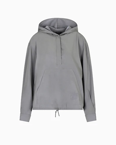 Emporio Armani - Icon fluid modal-blend fabric hooded shirt, Woman, Grey, Size: