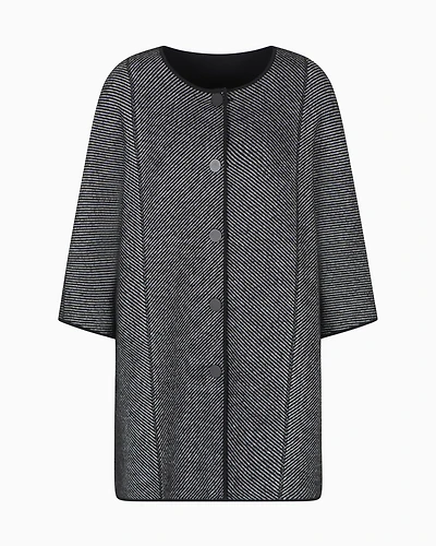Emporio Armani - Double-sided knitted virgin wool cape, Woman, Black, Size: