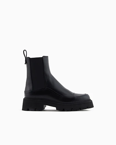 Emporio Armani - Leather Beatle boots, Woman, Black, Size: