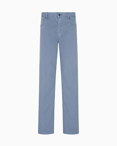 Emporio Armani - J76 straight-fit five-pocket washed twill trousers, Man, Light Blue, Size: