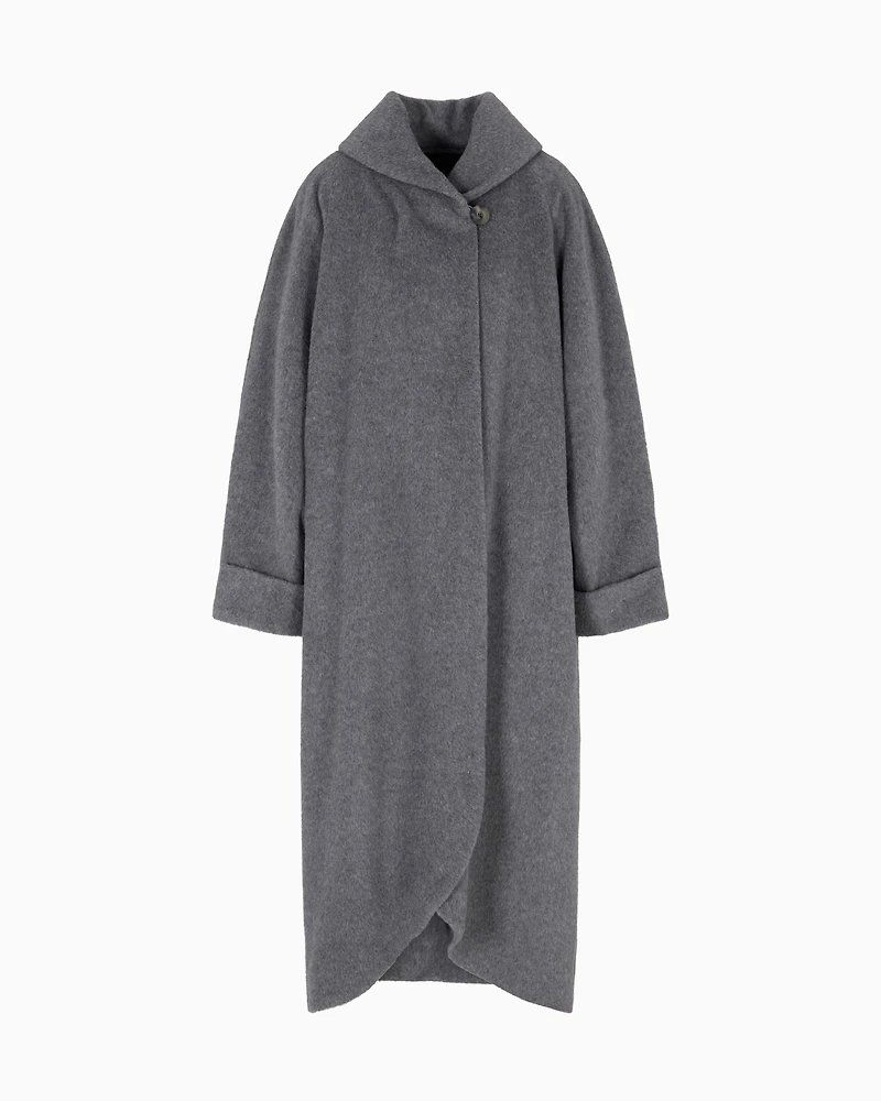 Emporio Armani - Icon alpaca-wool beaver long coat, Woman, Grey, Size: