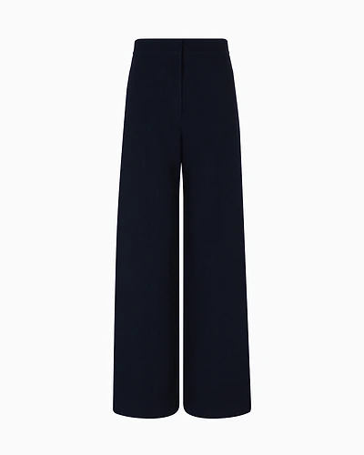 Emporio Armani - Icon chevron-motif jacquard wide-leg trousers, Woman, Blue, Size: