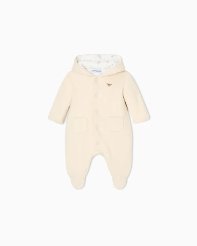 Emporio Armani - Soft bear fabric onesie with logo embroidery, Unisex Junior, Beige, Size: