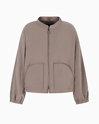 Emporio Armani - Technical cady blouson with logo embroidery, Woman, Brown, Size: