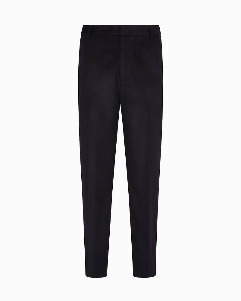 Emporio Armani - Compact virgin wool trousers, Man, Navy Blue, Size: