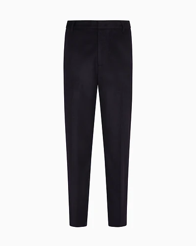 Emporio Armani - Compact virgin wool trousers, Man, Navy Blue, Size: