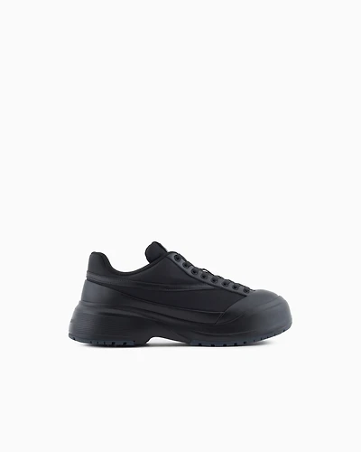 Emporio Armani - Nylon and leather sneakers, Man, Black, Size:
