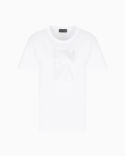 Emporio Armani - ASV Winter Urbanism capsule collection organic-jersey T-shirt with logo embroidery, Woman, White, Size: