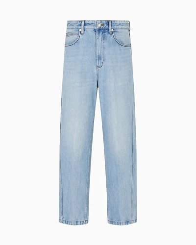 Emporio Armani - J80 baggy twist-fit, stone-washed denim jeans, Man, Blue, Size: