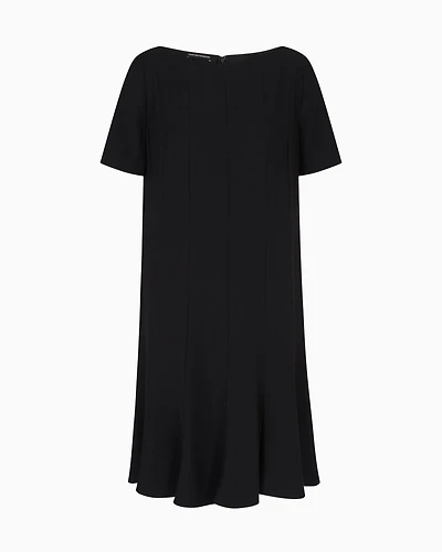 Emporio Armani - Technical cady dress with pleats, Woman, Black, Size:
