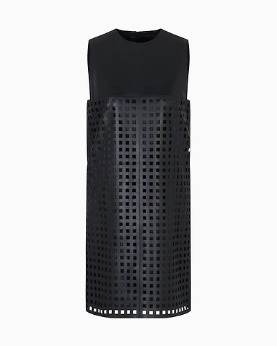 Emporio Armani - Polygon capsule collection dress vegetable-tanned nappa leather with laser-cut perforations, Woman, Black, Size: