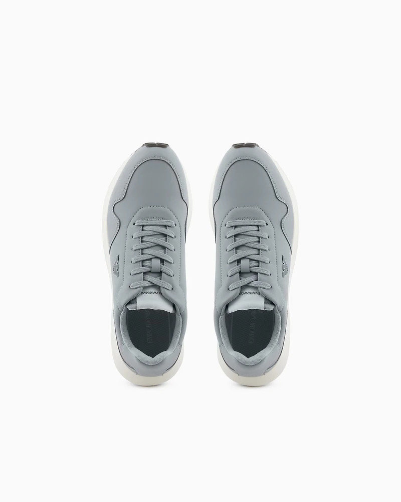 Emporio Armani - ASV recycled nylon sneakers with regenerated Saffiano details, Man, Size: