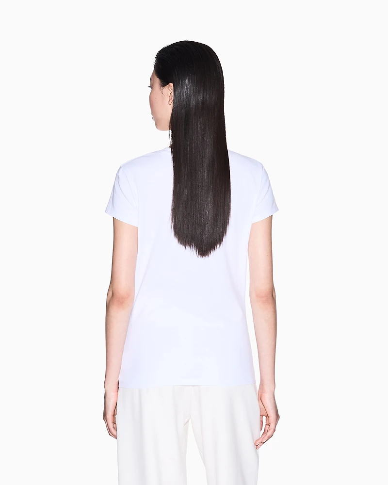 Armani Exchange -  Slim fit T-shirt with logo, Woman, White, Size: