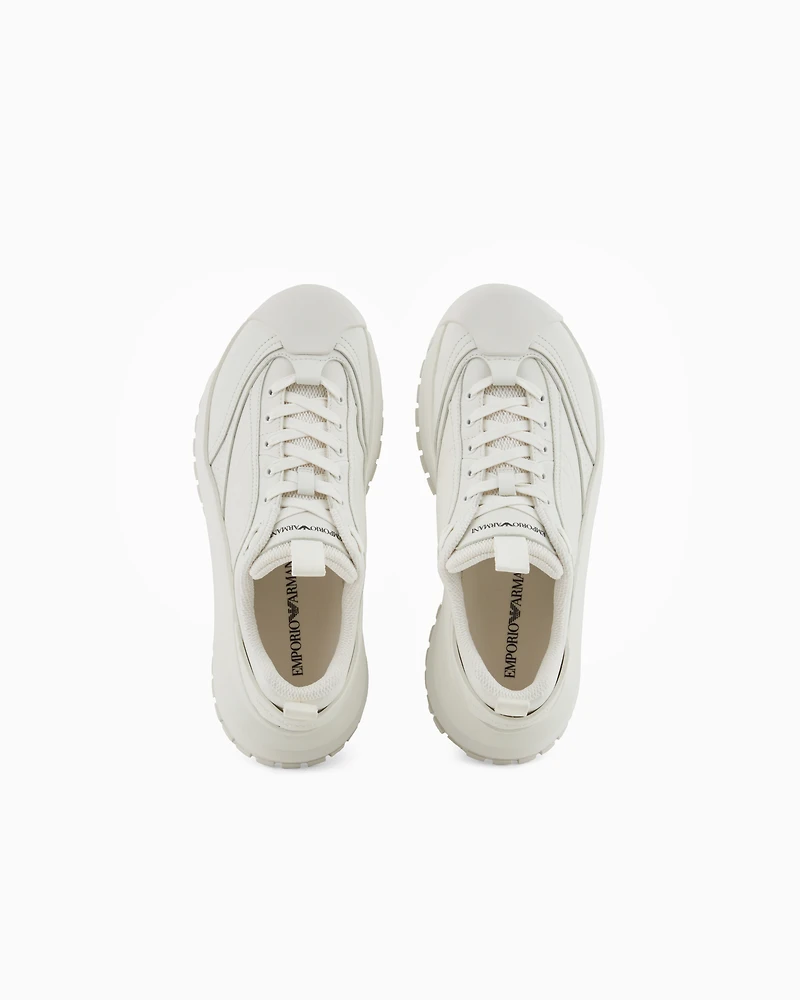 Emporio Armani - Chunky leather sneakers, Man, White, Size: