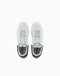 Emporio Armani - Leather sneakers with rubber back knurled sole, Man, White, Size: