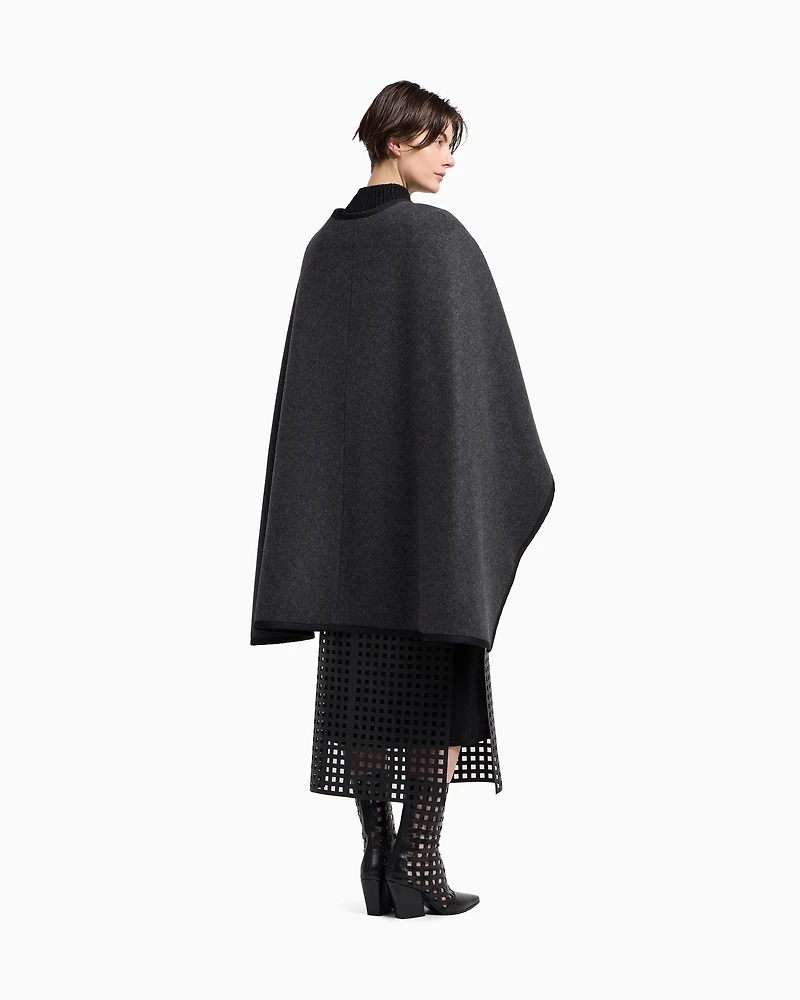 Emporio Armani - Polygon capsule collection wool cloth cape, Woman, Grey, Size: