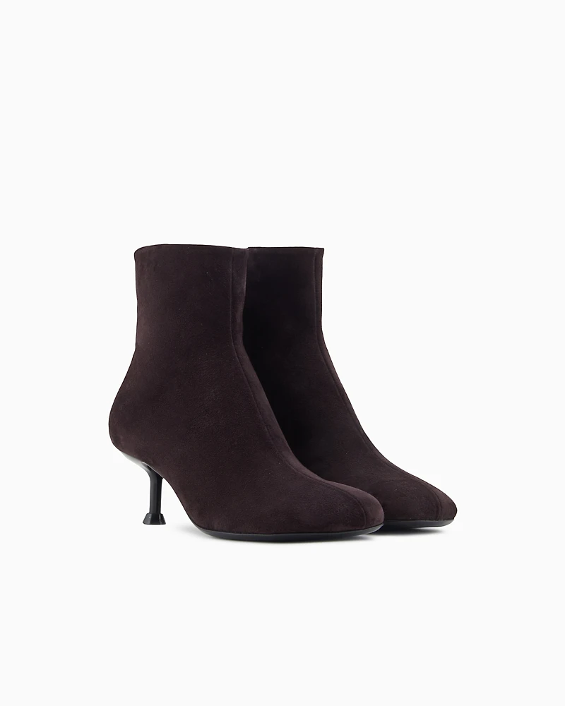 Emporio Armani - New York capsule collection suede ankle boots with kitten heel, Woman, Brown, Size:
