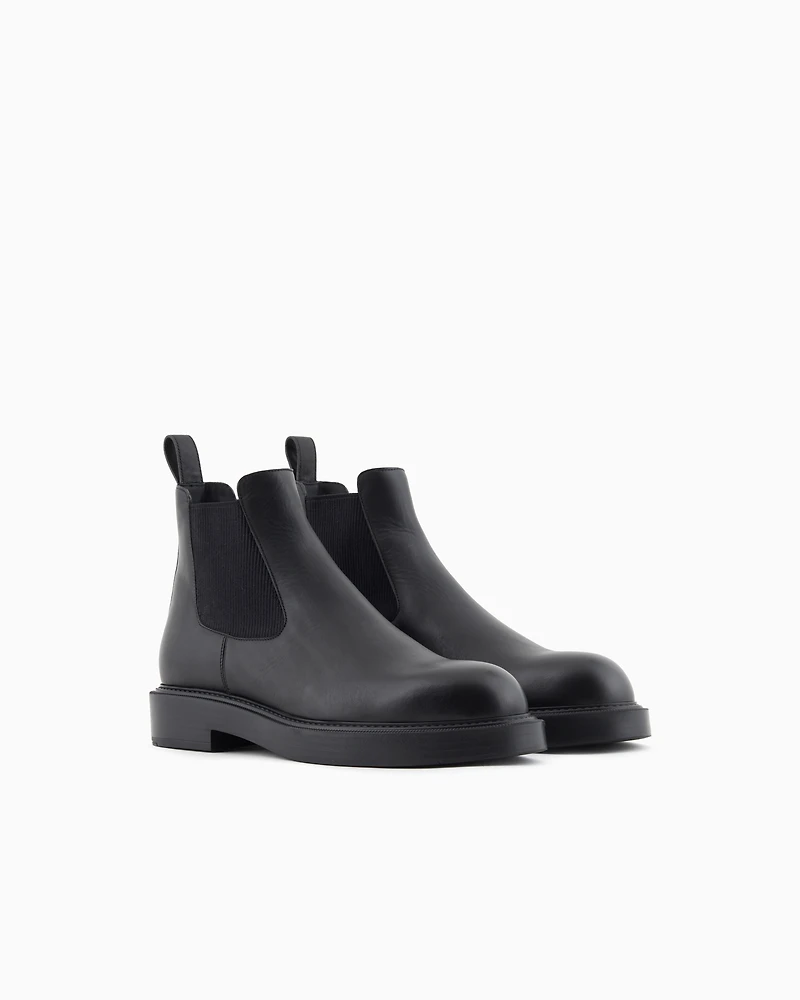 Emporio Armani - Dappled leather Beatle boots, Man, Black, Size: