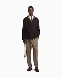 Emporio Armani - Double-breasted jacket wool crêpe with 3D effect, Man, Brown, Size: