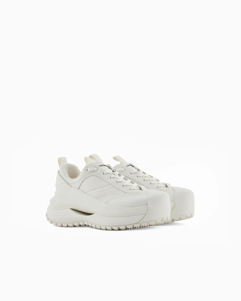 Emporio Armani - Chunky leather sneakers, Man, White, Size: