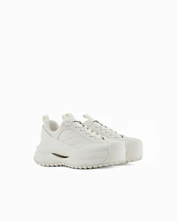 Emporio Armani - Chunky leather sneakers, Man, White, Size: