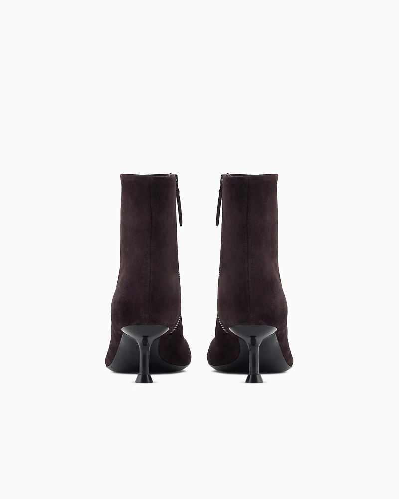 Emporio Armani - New York capsule collection suede ankle boots with kitten heel, Woman, Brown, Size: