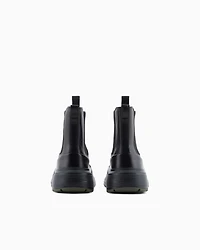 Emporio Armani - Chunky crust leather effect ankle boots, Man, Black, Size: