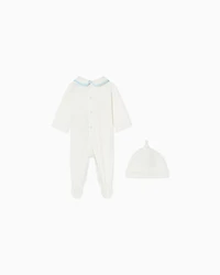 Emporio Armani - Mercerised jersey beanie and onesie set, Unisex Junior, Light Blue, Size: