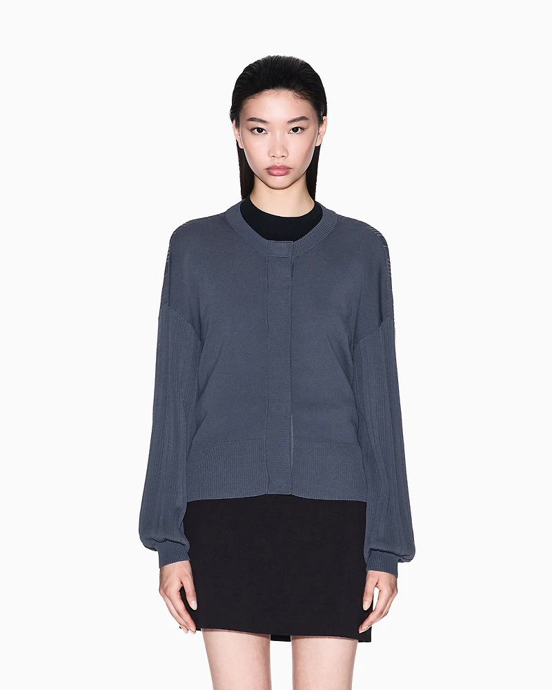 Armani Exchange - Cardigan with ribbed sleeves, Woman, Grey, Size: