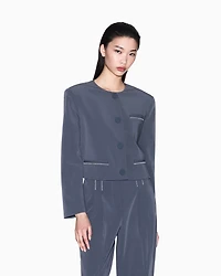 Armani Exchange - Cropped jacket stretch fabric, Woman, Grey, Size: