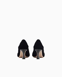 Emporio Armani - Embossed motif velvet court shoes, Woman, Black, Size: