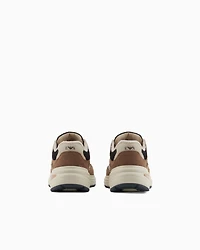 Emporio Armani - Mesh sneakers with suede details and an eagle logo, Woman, Beige, Size: