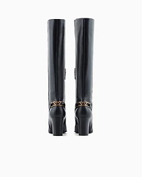Emporio Armani - Nappa-leather boots with strap and eagle plate, Woman, Black, Size: