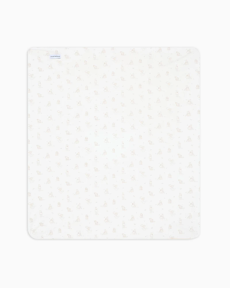Emporio Armani - Funny winter soft bear fabric double-sided blanket, Unisex Junior, Beige, Size: TU