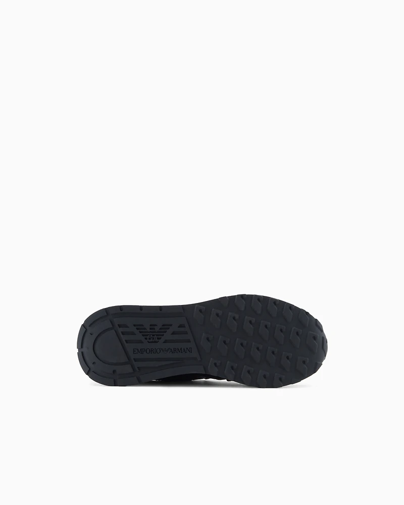Emporio Armani - Embossed nappa leather-effect sneakers, Woman, Black, Size: