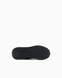 Emporio Armani - Embossed nappa leather-effect sneakers, Woman, Black, Size: